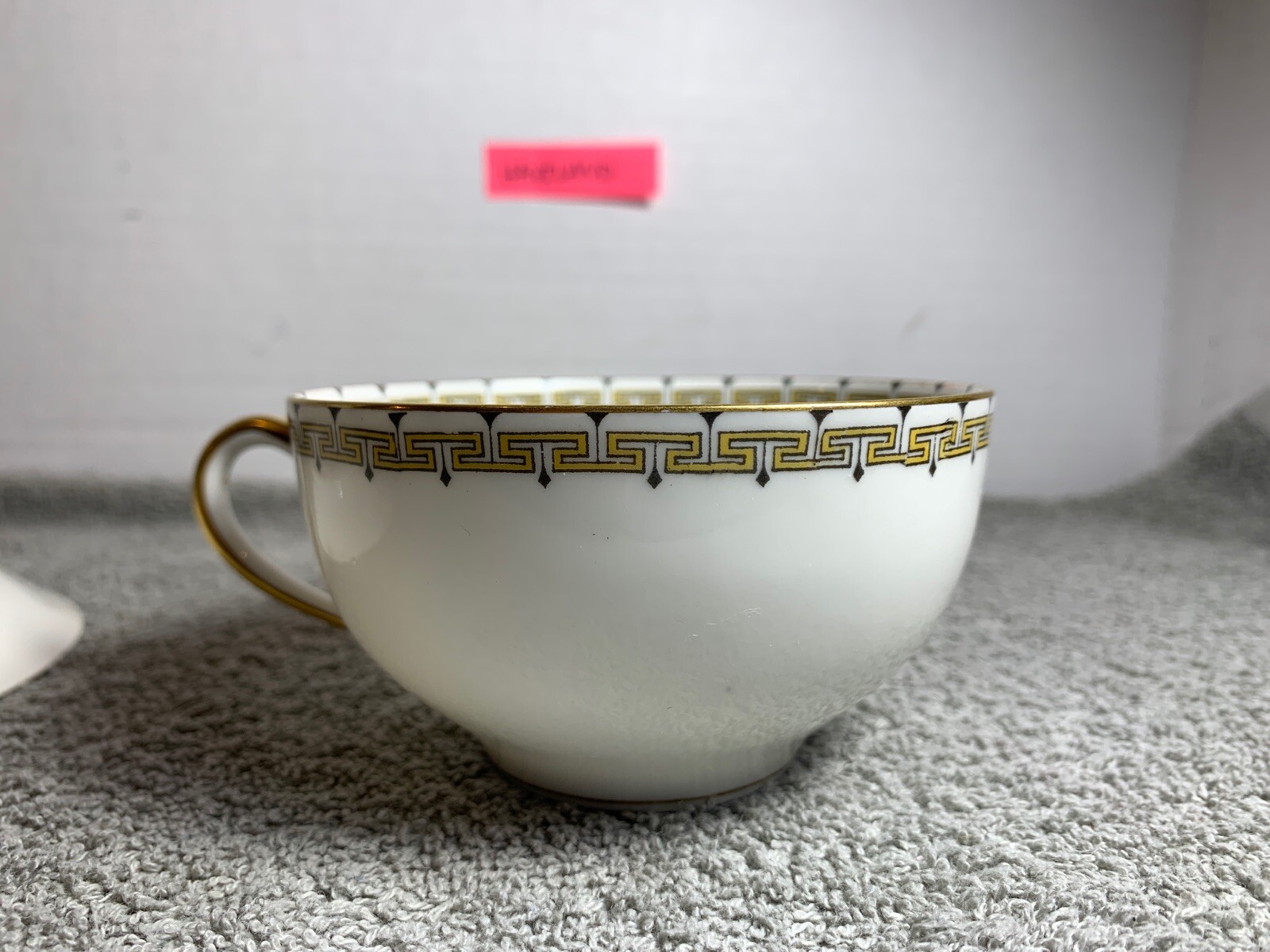 Haviland Limoges Demitasse Yellow Greek Key Sch. 107c Tea Cup & Saucer
