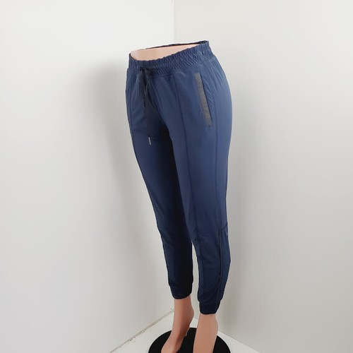 Blue Zip Pockets Yoga Leggings Pants 
