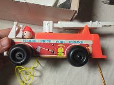 Vintage 1968 Original Fisher Price Fire Engine Truck 720 Made in USA 8" Pulltoy