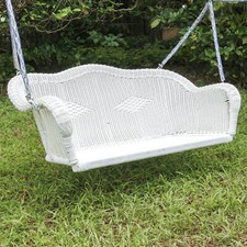 Resin Wicker 2 Person Hanging Porch Swing Outdoor Home Living Garden Furniture