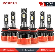 H11+H11 Combo LED Headlight Hi/Lo+ H8/H9/H11 Fog Light Bulbs 6000K Total 3 Sets