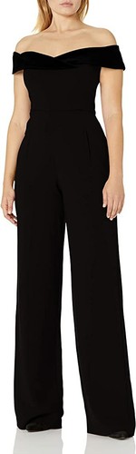 Black Halo Yoli Women's Size 8 Black Off The Shoulder Party Jumpsuit - Picture 2 of 3