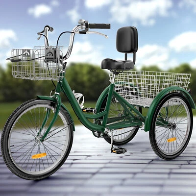 TAUS Adult Tricycle Trike 26" 3-Wheel 1-Speed Green Bikes w/Removable Basket