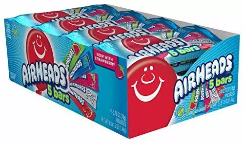 Airheads Variety 5 Full Size Bars Pack Counter Display Assorted Flavors 18 Pack - Picture 2 of 6