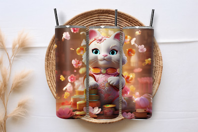 Skinny Tumbler Fortune Cat 20oz Stainless-Steel