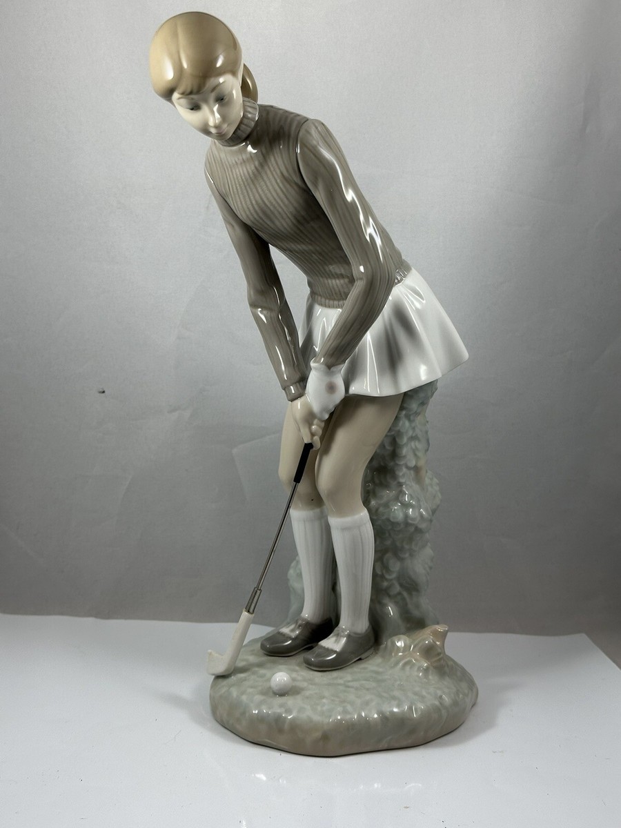 Vtg Lladro figurine collectibles retired #4851 Women Golfer 10.5