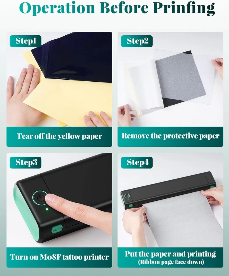 Phomemo M08F Tattoo-Schablonendrucker, kabelloser tragbarer Thermotattoo-Drucker - Bild 2 von 4