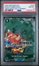 2025 ONE PIECE TOURNAMENT PACK VOL.2 WINNER #015 SCRATCHMEN APOO PSA 8