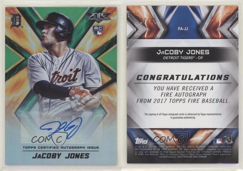 2017 Topps Fire Green 27/75 JaCoby Jones #FA-JJ Rookie Auto RC Nr. 9 - Bild 3 von 3