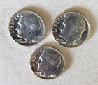 Lot of 3 1964 D Uncirculated Roosevelt Dimes - BU - 90% Silver