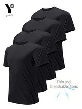 4 Pack Men's Breathable Gym T Shirt Quick Dry Sports Training Running Fitness To