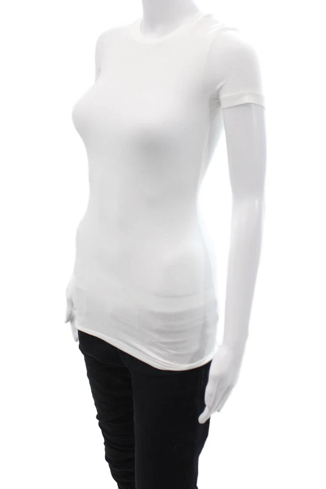 Theory Women Basic White T-Shirt Short Sleeve Crew Neck Size PP - Image 2 of 4