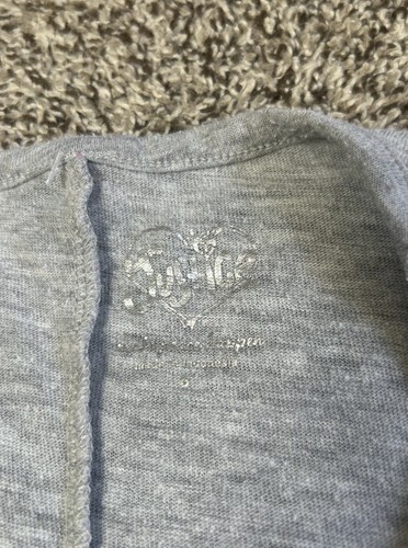 Y2K Justice Grey/ Blue Glitter Sequin Ombré Leopard Print Baby Tee McBling Fairy - Picture 4 of 7