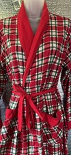 vintage 1960s red plaid cotton flannel robe