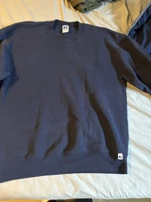 VTG Russell Athletic Sweatshirt Men's L Blue Navy Made in USA Fleece Crew Neck