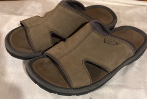 Cabelas Men\'s Size 14 Leather Upper Slides Sandals Tan Light Brown Cabelas Sandals | eBay main image 3