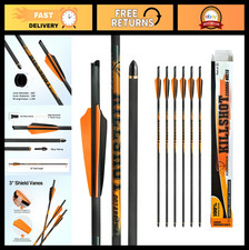 20" Carbon Crossbow Bolts 400 Grain Arrows .003/.001 Straightness 3" Vanes (6 Pa