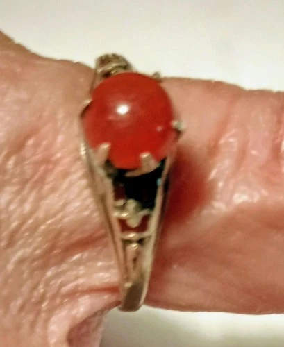 VINTAGE MID CENTURY STERLING SILVER CARNELIAN STONE RING sz 6