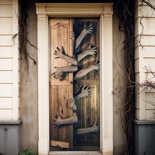 Katchon 3D Halloween Door Stickers - 79x30 Inch Decorations for Parties