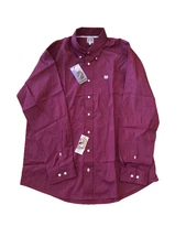 NEW Cinch Men's Solid Classic Fit Button-Down Western Shirt Burgundy Size M NWT