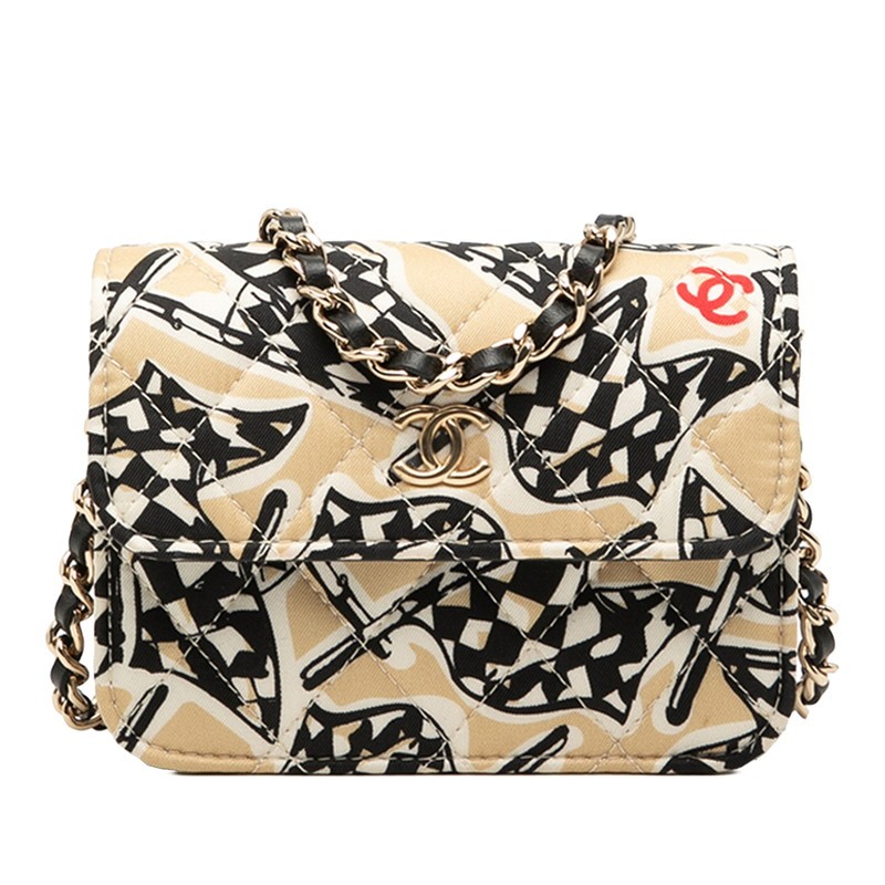 CHANEL COCO Mark Matrasse Checkered flag Mini Chain Shoulder Bag