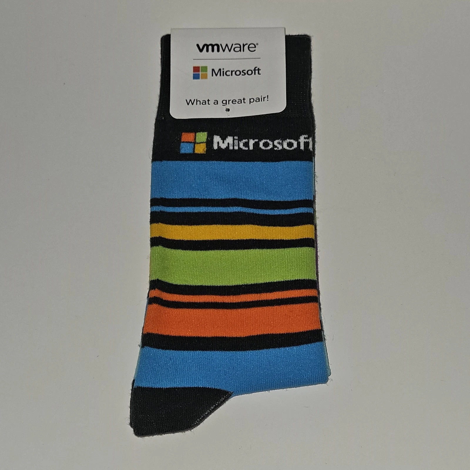 NEW Microsoft Striped Socks VM Ware Blue Orange Green Gray Unisex OSFM One Size