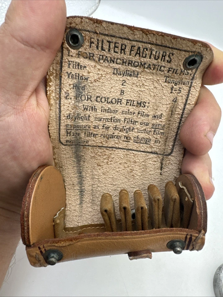 Bolsey Series V 24mm Filter Kit w/ Holder & Leather Case Red Yellow Orange - Image 3 of 4