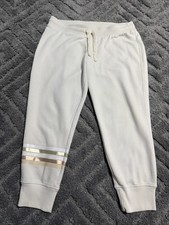 Gap Womens Logo Fleece Joggers Sweatpants Light Beige Pockets Large