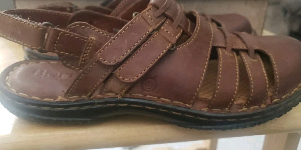 Sandalia Mujer Born Cuero Marrón Correa Ajustable Talla 9 - Imagen 3 de 4