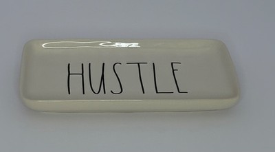 RAE DUNN BY MAGENTA cream colored  'HUSTLE' trinket/key/watch/coin tray