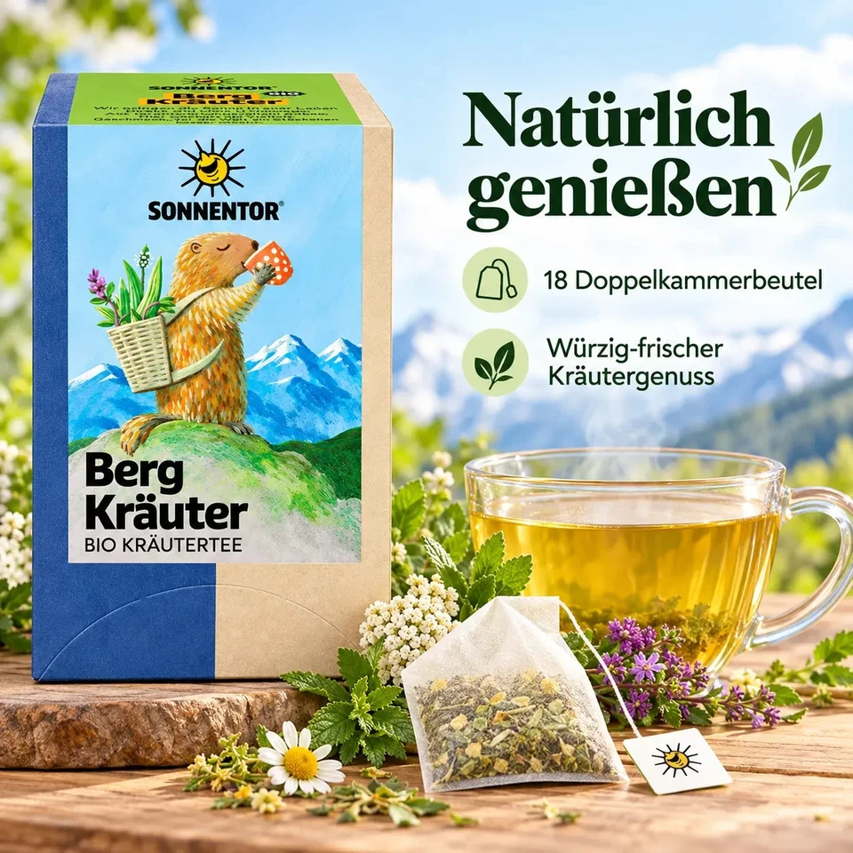 Sonnentor Bergkräuter Tee Bio 6er Pack 6x18 Beutel 162g Kräutertee Vorrat vegan - Bild 4 von 4