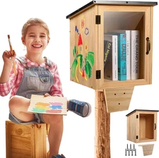 Outdoor Library Box with Little Library Mount,Diy Book Box outside Storage Cabin