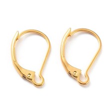 Lever Back Earrings - Stainless Steel - 18K Gold Ion Plated - 17mm - Pack of 10