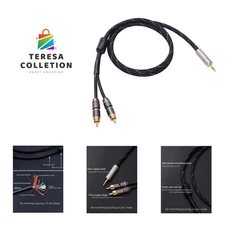 Audiophile 3.5mm Male to 2 Male RCA Audio Cable, Hi-Fi Sound Nylon-Braided