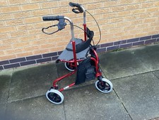 Walker Mobility 3-Wheel Rollator with Brakes and Seat Red