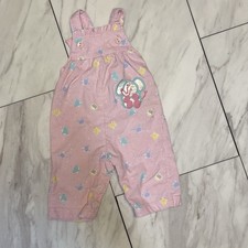 Vtg HEALTH-TEX Baby Girl Pink Elephant Heart Corduroy Overall Jumpsuit 3 M