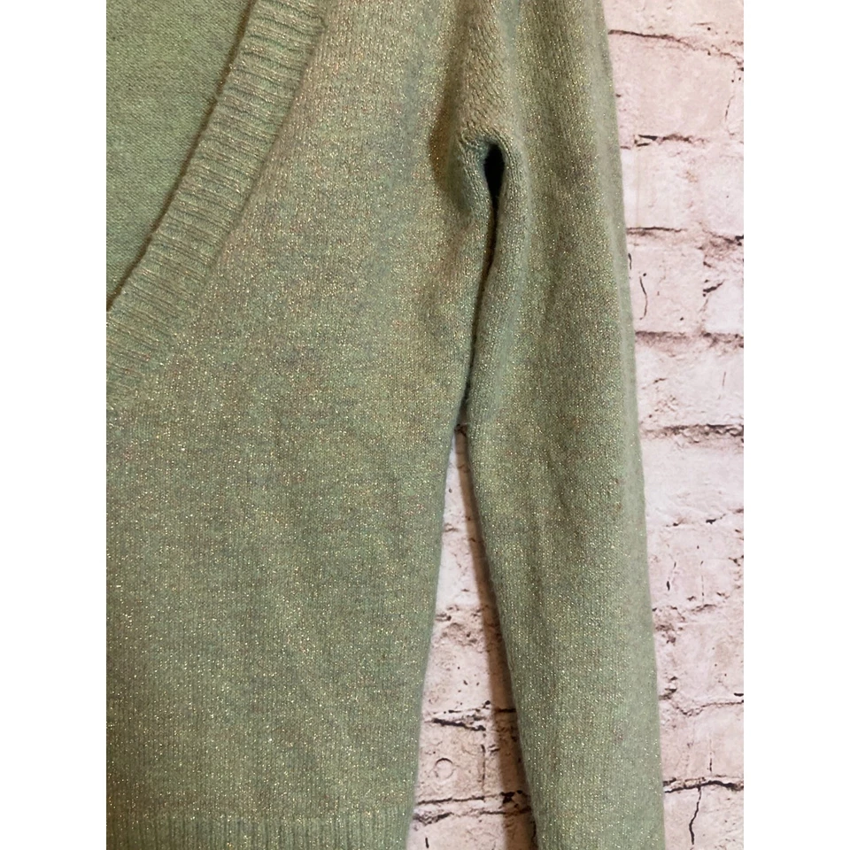 Suéter Vintage Y2K Energie Mujer Grande Verde y Dorado Brillo Pullover Elástico Foto 4 de 4