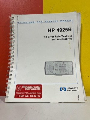 HP 04925-90033 4925B Bit Error Rate Test Set Operating and Service Manual