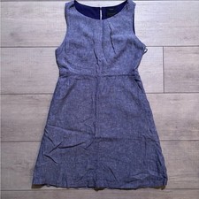 Tahari 100% Linen Sleeveless Sheath Dress with Pockets Blue Coastal OldMoney | 6