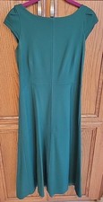 ANN TAYLOR Sz.2 PETITE GREEN SEAMED FLARE DRESS SIZE 