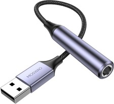 MOSWAG USB to 1/4 Jack Audio Adapter, 6.35mm 10 Inch/25 CM, Black