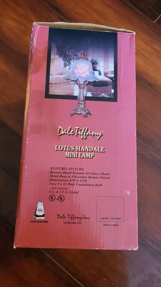 Акцентная лампа Dale Tiffany Handale отделка Antigue MetalBase ручная роспись лотос - Изображение 3 из 4