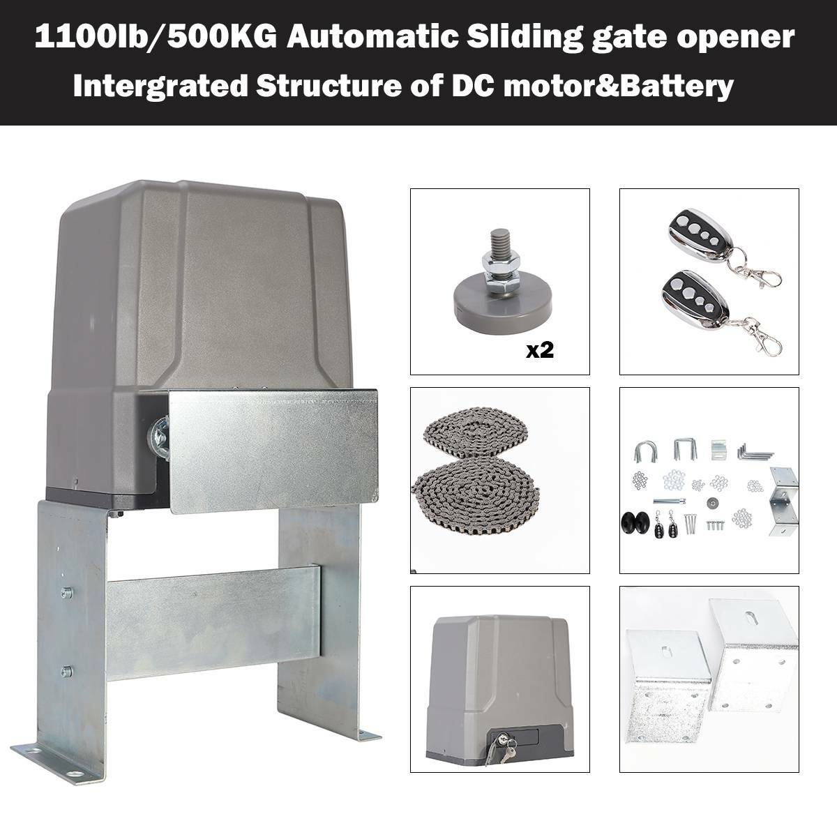 COZ DC 24V 150W Automatic Sliding Solar Gate Opener Motor 1100lbs Door