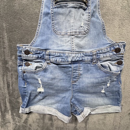 Justice Girls Overalls Short Bib Style Size 14 Jeans Blue Cotton - Picture 2 of 9