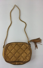 Vintage Gold La Covina Split Leather Purse Goldtone