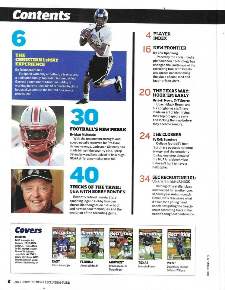 Sporting News Magazine Football Recruiting Guide Top 100 Players Profiles 2011 Foto 2 de 4