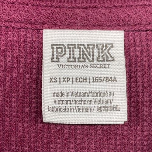PINK Victorias Secret Women T-Shirt Red Knit Long Sleeve Crew Neck Logo Size XS - Picture 6 of 11