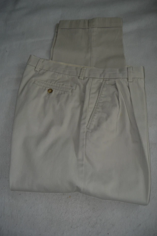 Enro Chino Pants Men's 38x30 Khaki Pleated Cuffed Cotton - Image 4 of 4