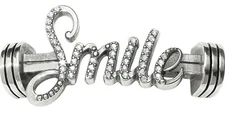 Brighton Color Clique Cord SMILE SCRIPT Crystal Silver Ornament RT $42-NWT