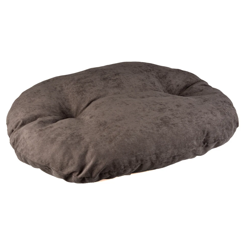 Duvo+ Hundekissen Oval Velvet grau/weiß 100% recycelte Füllung für Hunde